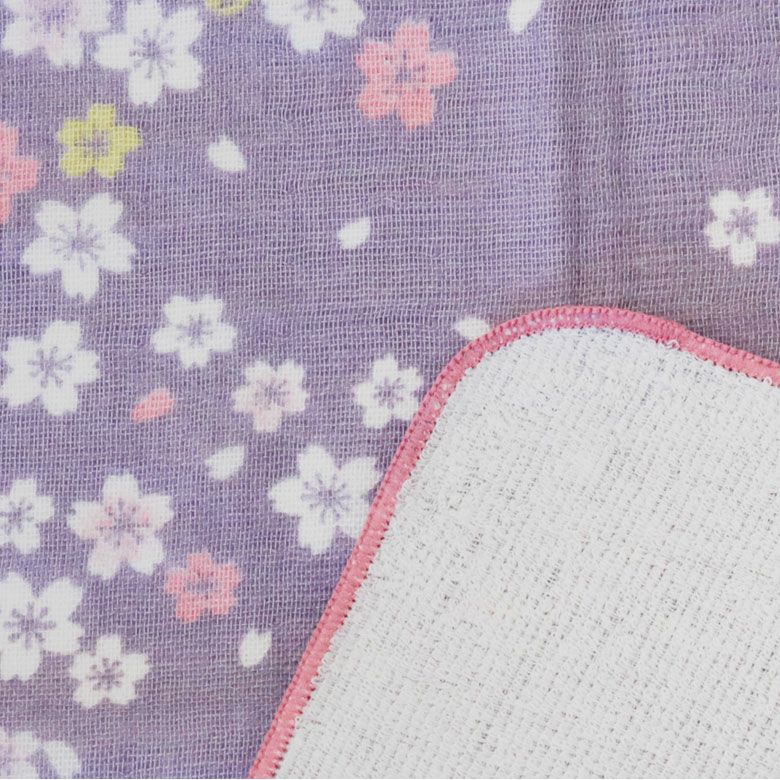 ガーゼ＆タオルのハンカチ【舞桜】生地表裏