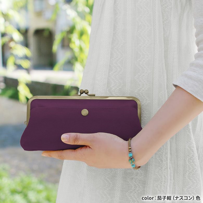 在庫商品】※旧仕様※ 角丸親子がま口長財布【帆布・無地】 [M便 9/10