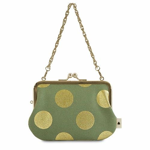 在庫商品】チェーン付き手提げがま口財布【HAKUドット】 [M便 1/4