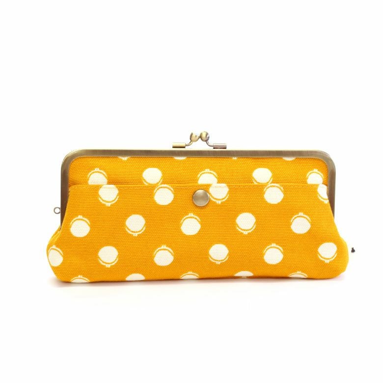 角丸親子がま口長財布【帆布・がまドット大判】大判　山吹