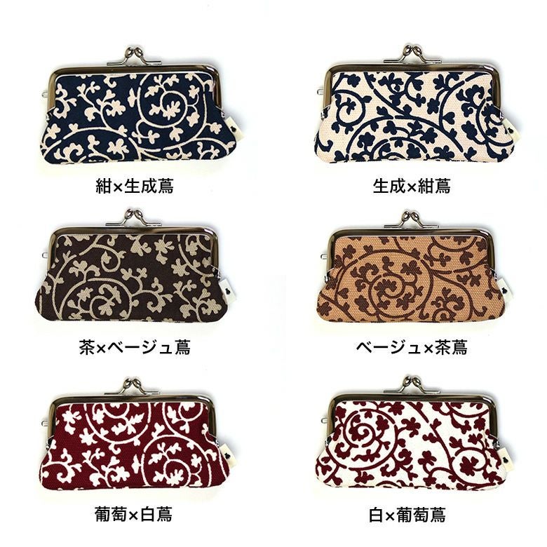 在庫商品】鏡付きがま口リップケース【帆布・蛸唐草】 [M便 1/4
