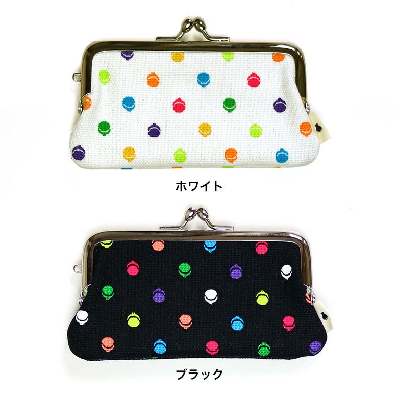 在庫商品】鏡付きがま口リップケース【帆布・がまドット柄】 [M便 1/4