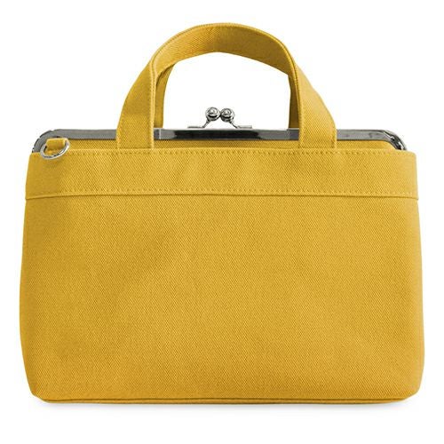 がま口手提げバッグ【帆布・無地/水玉/唐草】