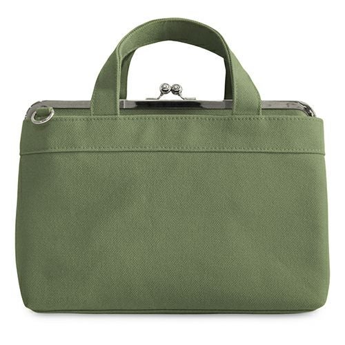 がま口手提げバッグ【帆布・無地/水玉/唐草】