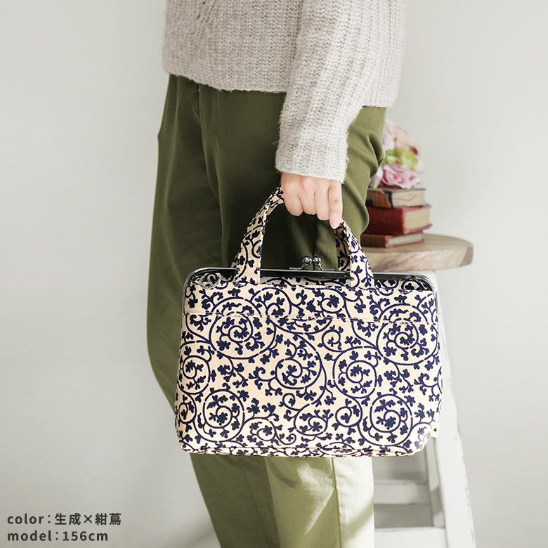 ごまページ　手提げバッグ 在庫商品】がま口手提げバッグ【帆布・蛸唐草】 | がま口の専門店