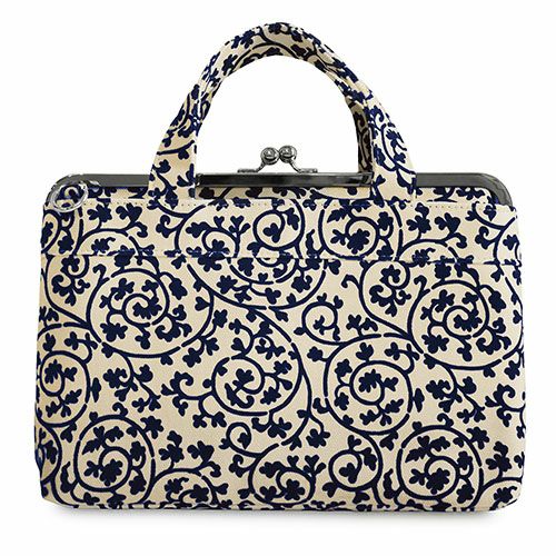 がま口手提げバッグ【帆布・蛸唐草】