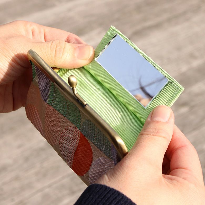 在庫商品】鏡付きがま口リップケース【帯地】 [M便 1/4] | がま口の