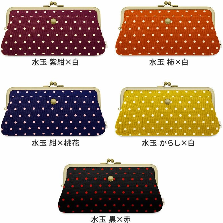 在庫商品】※旧仕様※ 角丸親子がま口長財布【帆布・唐草/水玉】 [M便 4