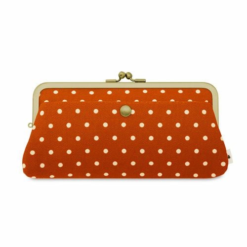 在庫商品】※旧仕様※ 角丸親子がま口長財布【帆布・唐草/水玉】 [M便 4