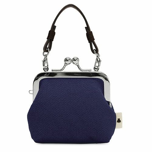 革ヒモ付き手提げがま口財布（小）【帆布・無地】