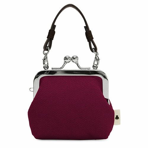 革ヒモ付き手提げがま口財布（小）【帆布・無地】