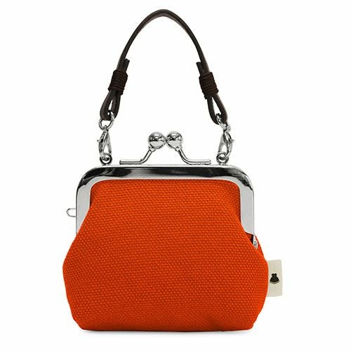 革ヒモ付き手提げがま口財布（小）【帆布・無地】