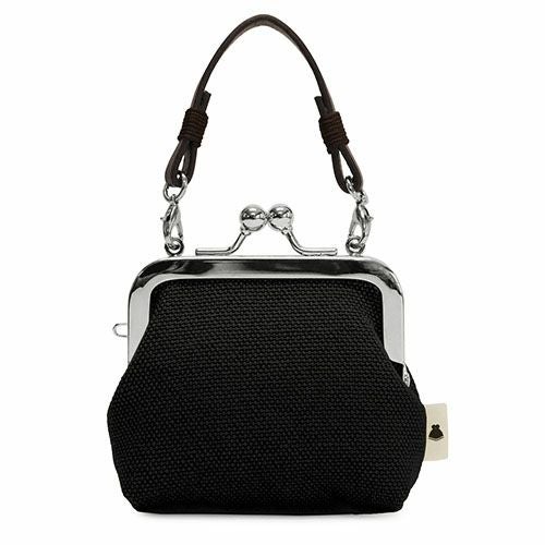 革ヒモ付き手提げがま口財布（小）【帆布・無地】