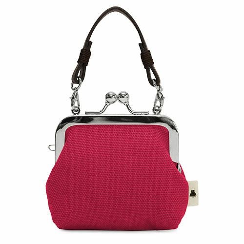 革ヒモ付き手提げがま口財布（小）【帆布・無地】