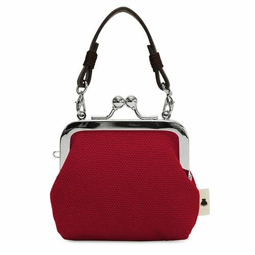 革ヒモ付き手提げがま口財布（小）【帆布・無地】