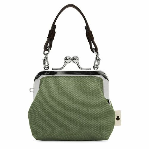 革ヒモ付き手提げがま口財布（小）【帆布・無地】