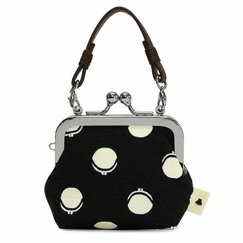 革ヒモ付き手提げがま口財布（小）【帆布・がまドット柄　大判】