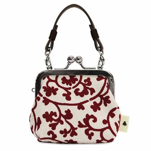 革ヒモ付き手提げがま口財布（小）【帆布・蛸唐草】