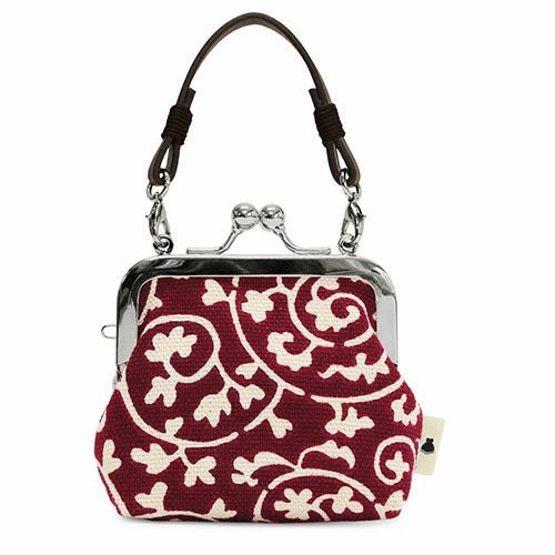 革ヒモ付き手提げがま口財布（小）【帆布・蛸唐草】