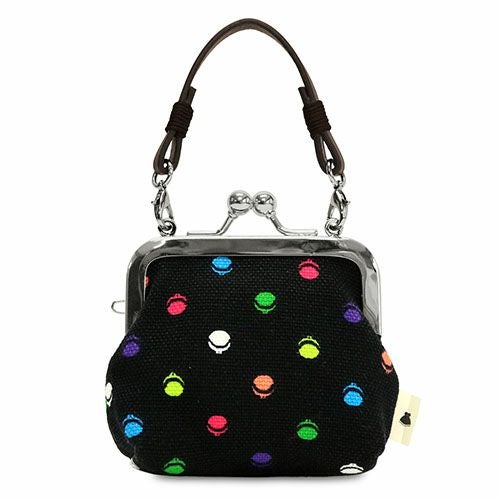 革ヒモ付き手提げがま口財布（小）【帆布・がまドット柄】