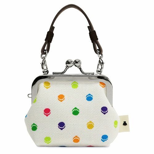 革ヒモ付き手提げがま口財布（小）【帆布・がまドット柄】