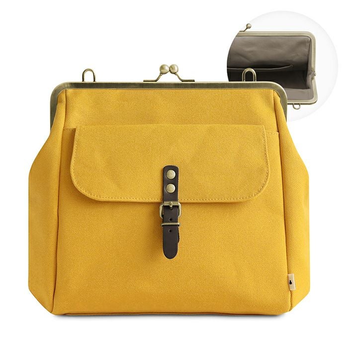 在庫商品】がま口フラップ2WAYリュック【帆布・綿布・デニム（アソート