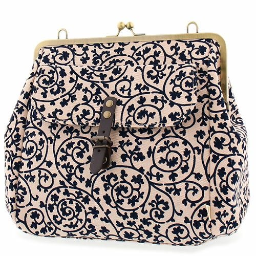 がま口フラップ2WAYリュック【帆布・蛸唐草】