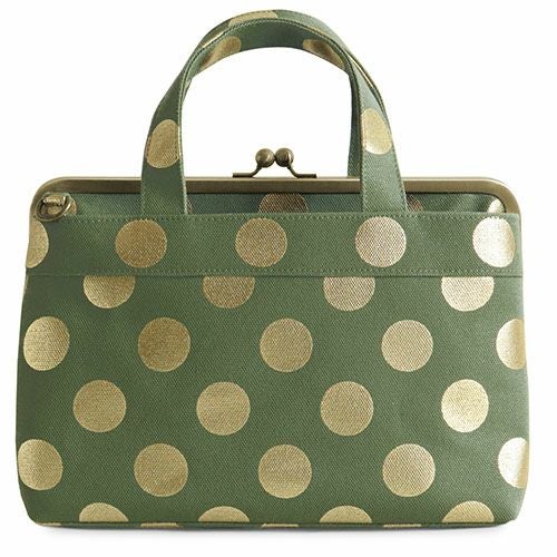 在庫商品】がま口手提げバッグ【帆布・HAKUドット】 | がま口の専門店