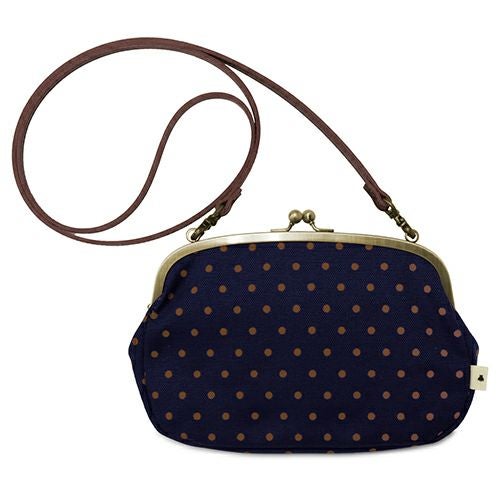 がま口スマホショルダーバッグ【帆布・唐草/水玉】