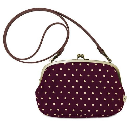 がま口スマホショルダーバッグ【帆布・唐草/水玉】