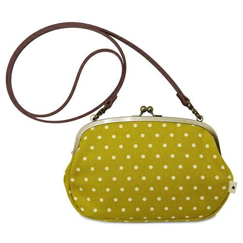 がま口スマホショルダーバッグ【帆布・唐草/水玉】