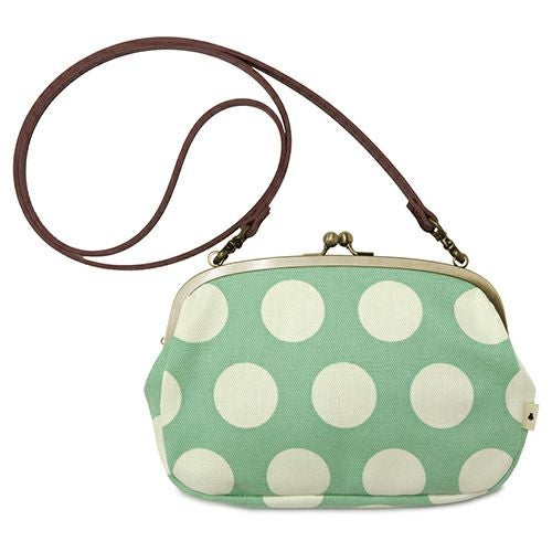 がま口スマホショルダーバッグ【帆布・唐草/水玉】