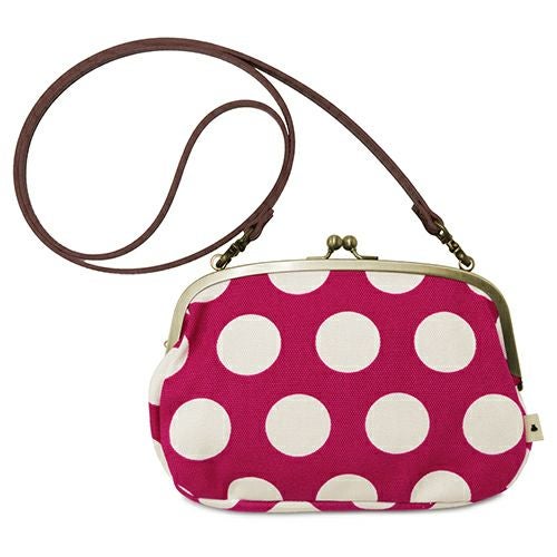 がま口スマホショルダーバッグ【帆布・唐草/水玉】