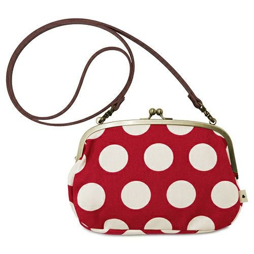 がま口スマホショルダーバッグ【帆布・唐草/水玉】