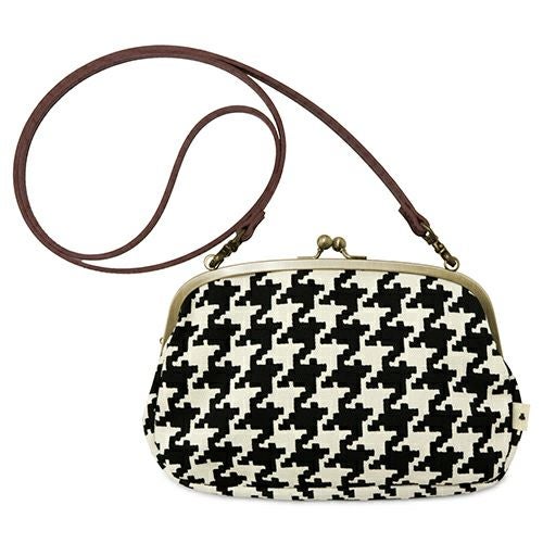 がま口スマホショルダーバッグ【帆布・バードチェック】 