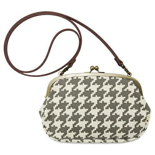 がま口スマホショルダーバッグ【帆布・バードチェック】 