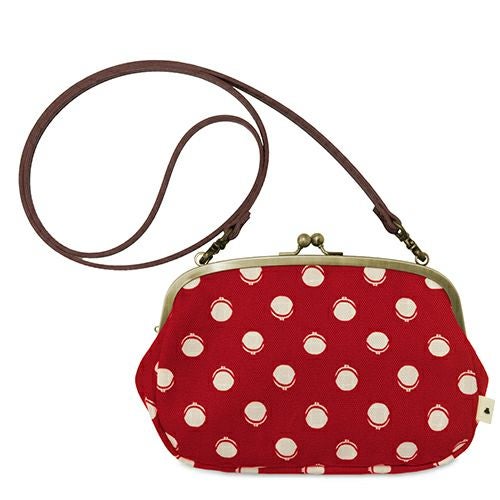 がま口スマホショルダーバッグ【帆布・がまドット柄　大判】