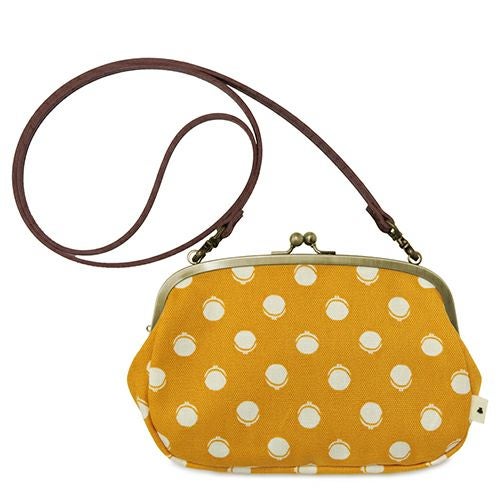 がま口スマホショルダーバッグ【帆布・がまドット柄　大判】