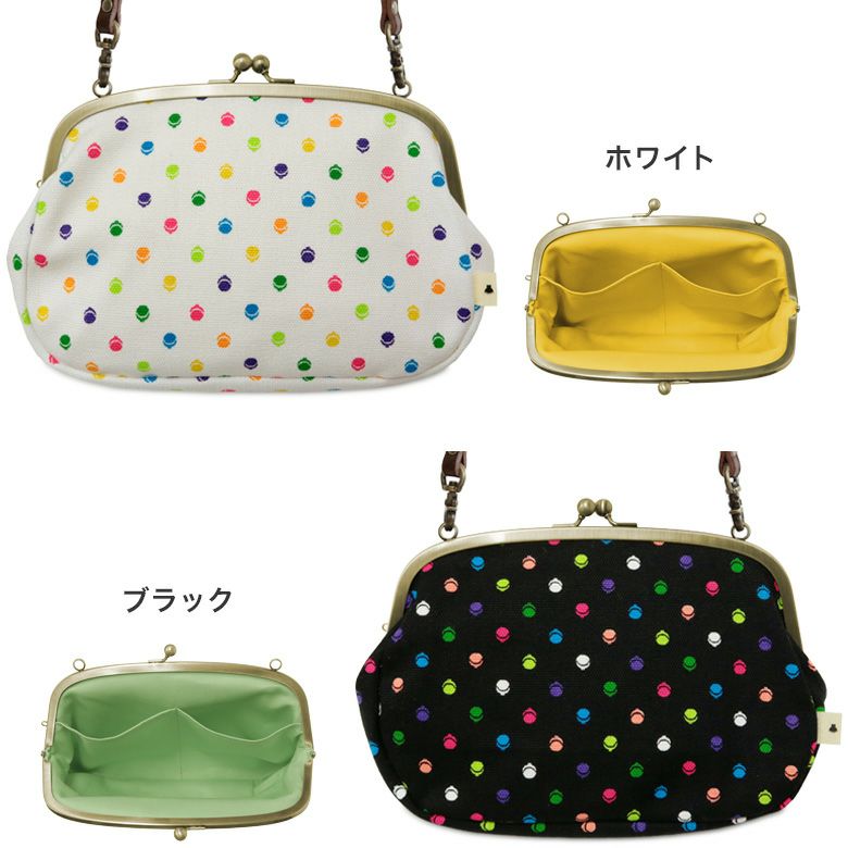 在庫商品】がま口スマホショルダーバッグ【帆布・がまドット柄】 [M便