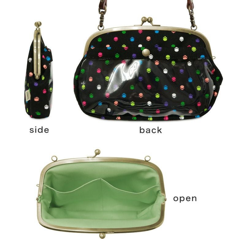 がま口スマホショルダーバッグ【帆布・がまドット柄】ディテール