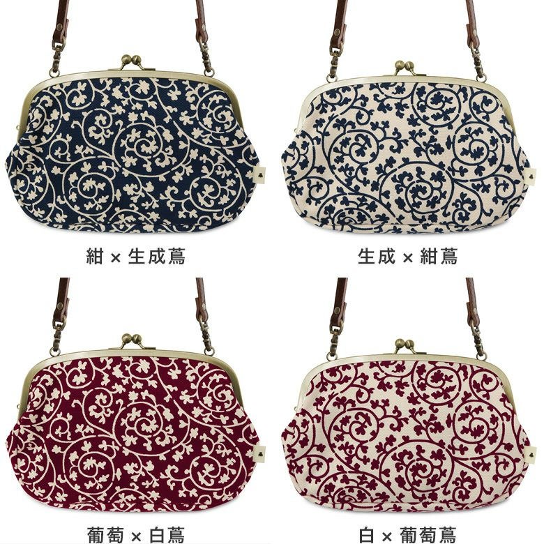 在庫商品】がま口スマホショルダーバッグ【帆布・蛸唐草】 [M便 4/5