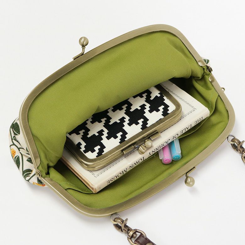 在庫商品】がま口スマホショルダーバッグ【帆布・がまの実】 [M便 4/5