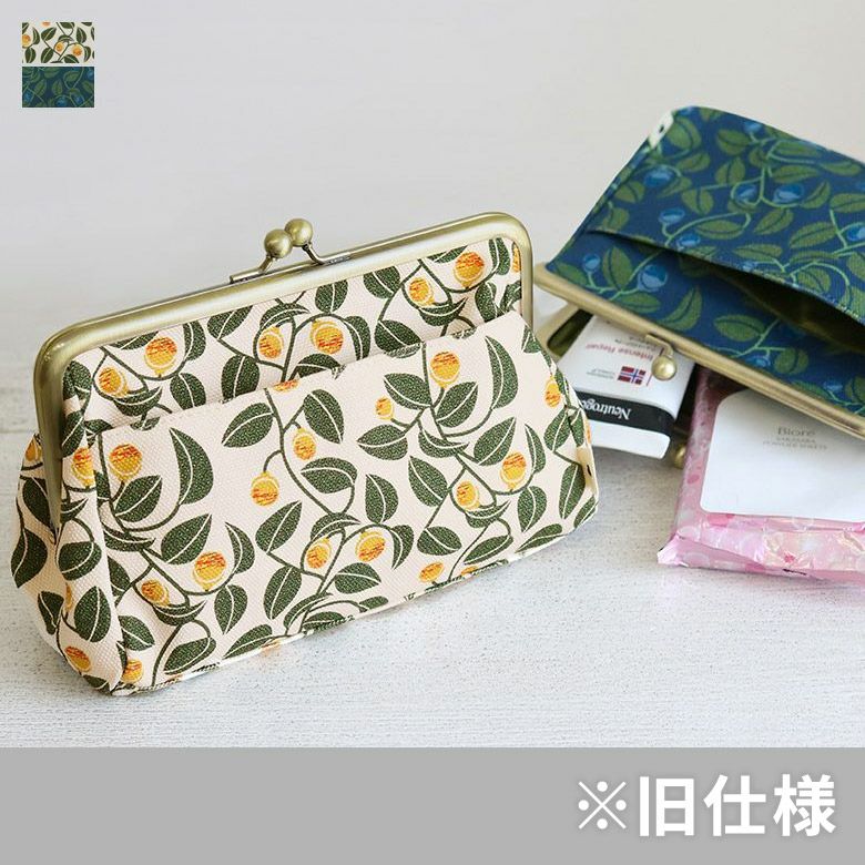 在庫商品】がま口トラベルポーチ【帆布・がまの実】 [M便 4/5