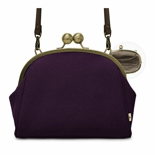 在庫商品】大玉がま口ポシェット【帆布・綿布・デニム（アソート