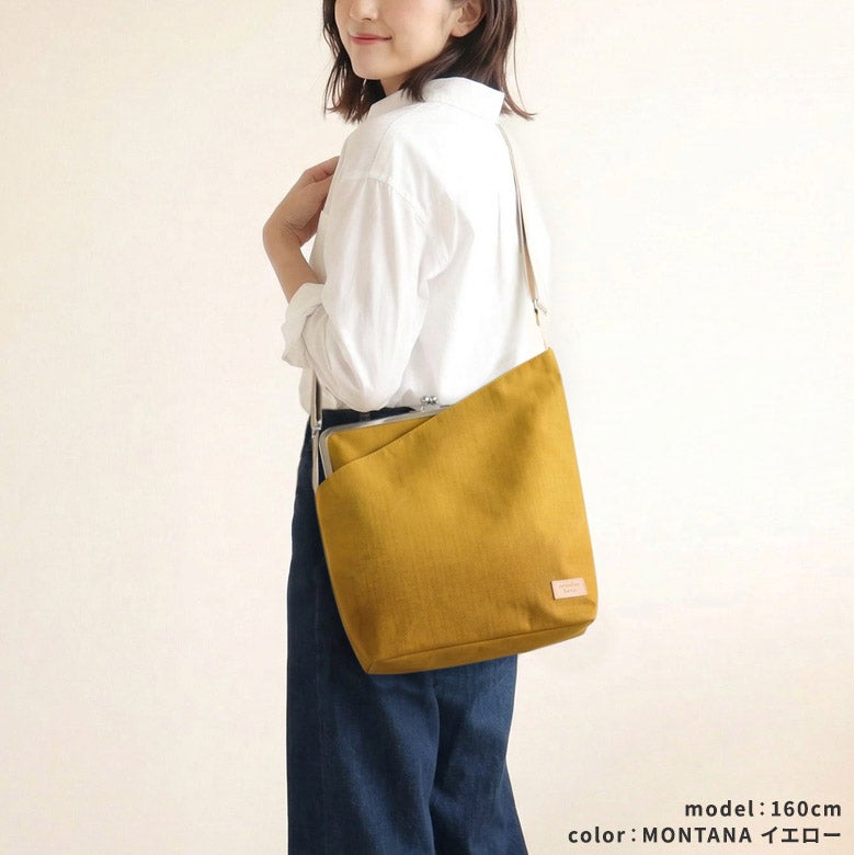 がま口縦型ワンショルダーバッグ【Sarei コーデュラ(R) re/cor(TM)（コーデュラレコー）・MONTANA（N）】