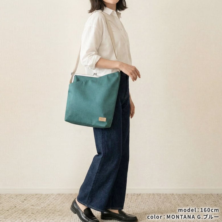 在庫商品】がま口縦型ワンショルダーバッグ【Sarei コーデュラ(R) re