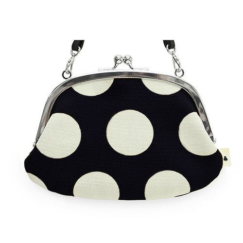 革ヒモ付き親子がま口財布【帆布・唐草/水玉】