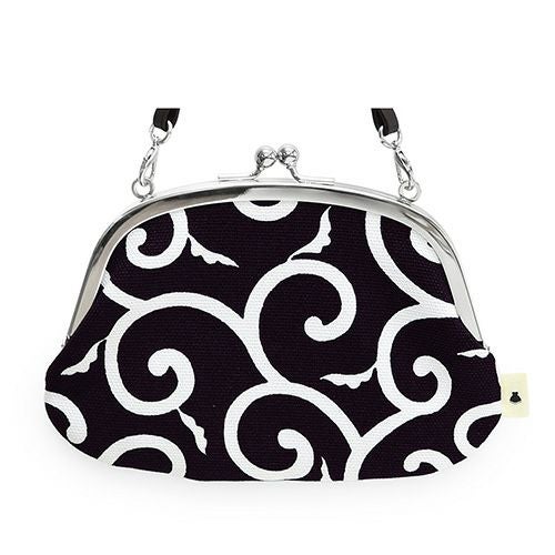 在庫商品】革ヒモ付き親子がま口財布【帆布・唐草/水玉】 [M便 1/2