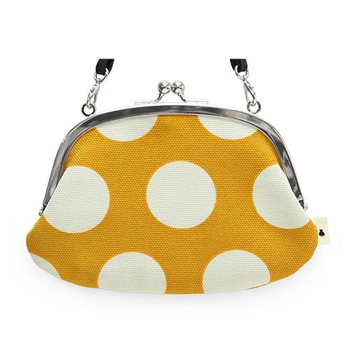 革ヒモ付き親子がま口財布【帆布・唐草/水玉】