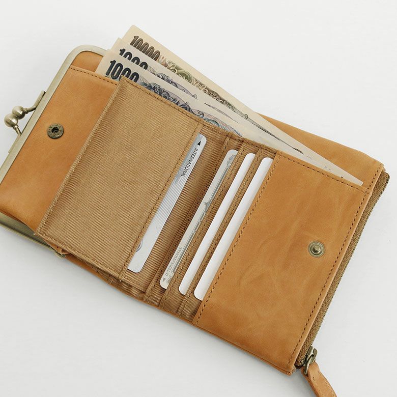 【在庫商品】二つ折り袋がま口財布【X＿LEATHER　WALLET(N)】